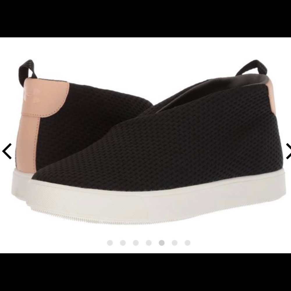 Under Armour Black Knit Slip-On Athletic Shoes with Blush Heel Accent
